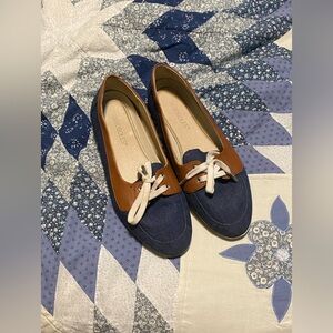 Aerosoles Women’s Shoes Flace Lace-up Denim blue brown size 10